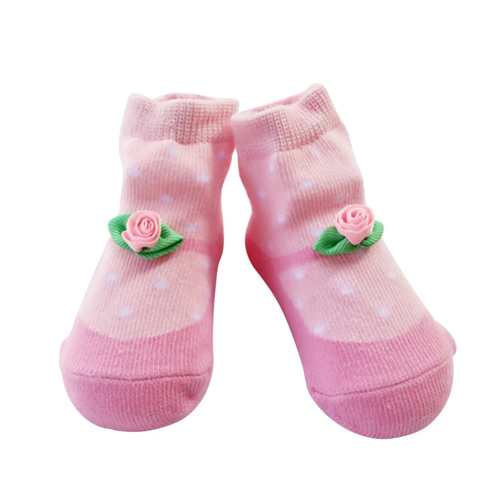 IMSHIE Rose Baby Socks Pink Dots Jacquard Cotton Comfortable Princess Kids Socks Wear in Spring