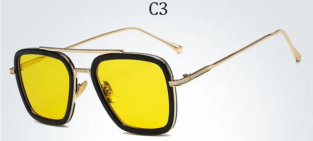 Модные Мстители Тони Старк полёт 006 Стильные Солнцезащитные очки Мужские квадратные авиационные брендовые дизайнерские солнцезащитные очки Oculos De Sol UV400 - Цвет линз: C3