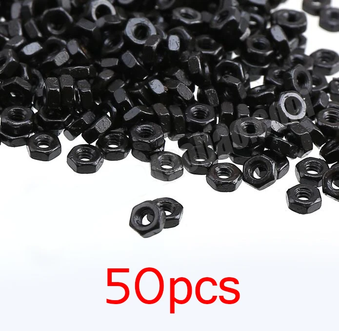 

50Pcs M2 Nuts Black Metal Nut M2 Screw Nuts for Tamiya Mini 4WD Racing Car Model Spare Parts
