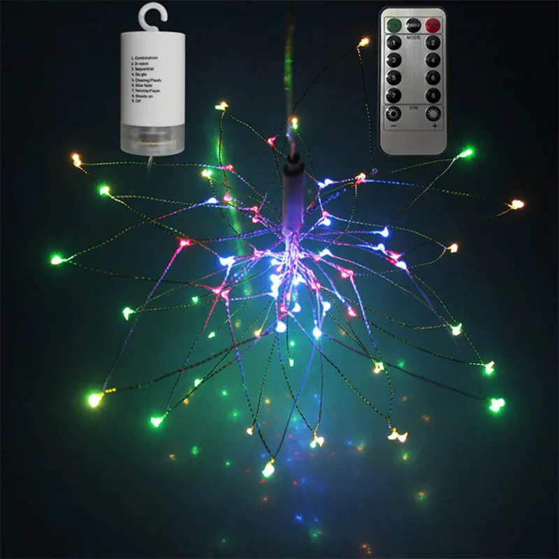 80LED Starburst Строка свет с дистанционным управлением серебро подвесной таймер контроллер Батарея работать рождественское свадебное открытый
