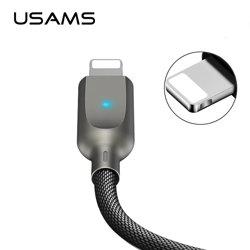 

LED Light Cable,USAMS Auto Disconnected USB cable for iPhone X 8 7 6 6s 5s 5 se for iPhone cable for iOS 11 10 9 charging cables