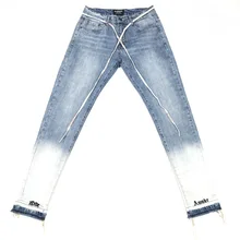 Узкие потертые джинсы с вышитыми надписями, джинсовые штаны, мужские байкерские джинсы с завязками, уличная одежда