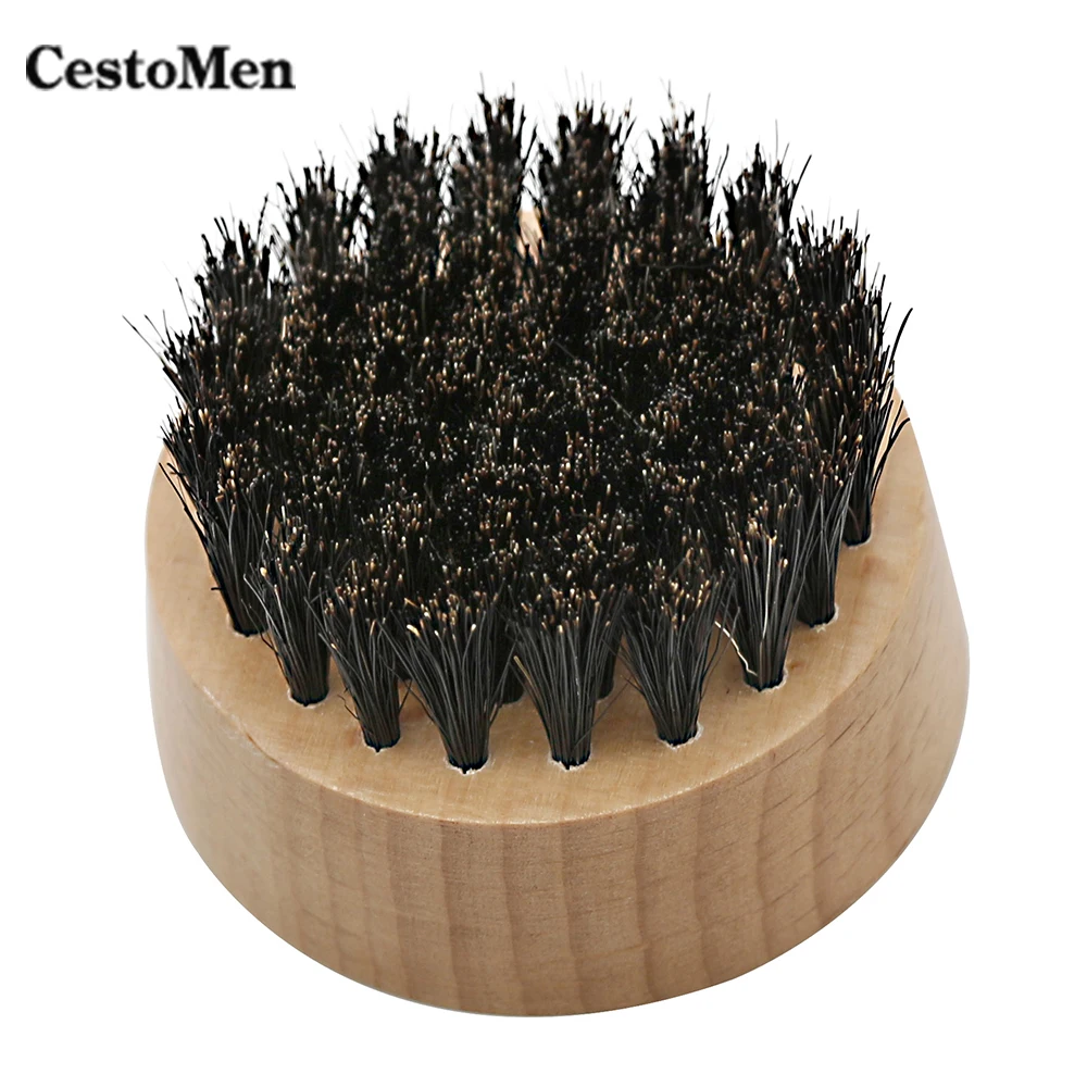 

CestoMen Hand Made Mini Round Beard Brush Fashion Wood+Boar Bristle Men's Shaving Mustache Brush Kit For Hair Sweeping Comb