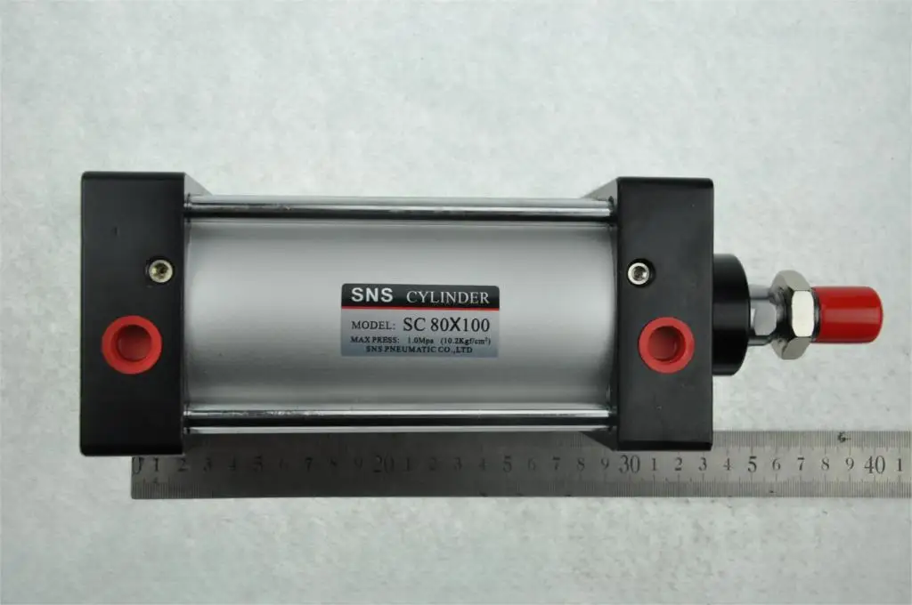 

Bore80mm/3.15" Stroke 100mm/3.94" SNS Pneumatic standard air cyliner SC80*100 Airtac Type Hydraulic cylinder 3/8''PTwith cushion