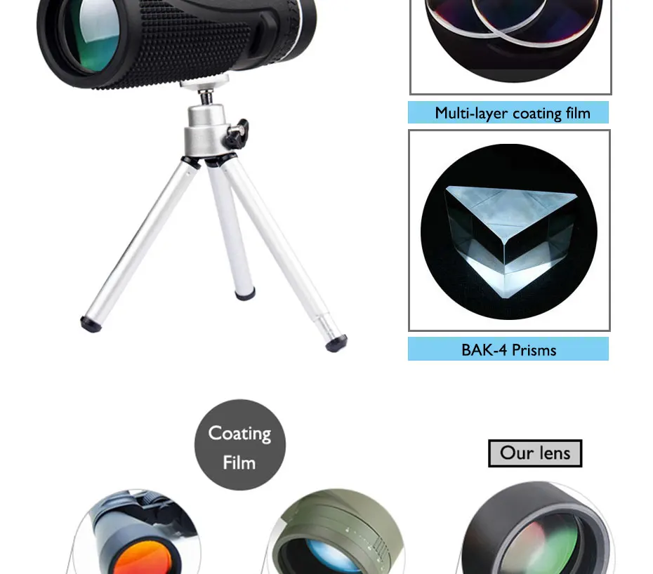 Visão de Alta Brinquedo da Criança Câmera Telescópio Monocular Potência Bak4 Zoom Qualidade Portátil Aves Assistindo Caça Presente hd 40x60 9 alta potência bak4 zoom qualidade portátil aves