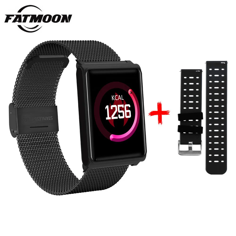 

FATMOON N98 Smart Bracelet 1.3 inch Color Blood Pressure Heart Rate Monitor Waterproof Smart Wristband Steel + Replace Strap