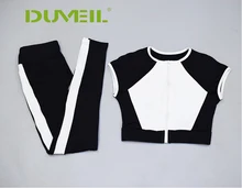 DUVEIL Winter Sports Two-piece Yoga Pants+ Sports Vest Solid Leisure Fashion Black and White Crash Yoga Sports Suit yoga and sports