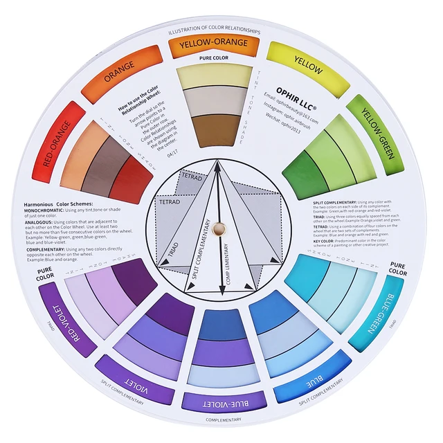 Online Ophir 12 Colors Airbrush Nail Ink Pigment W Color Wheel Image
