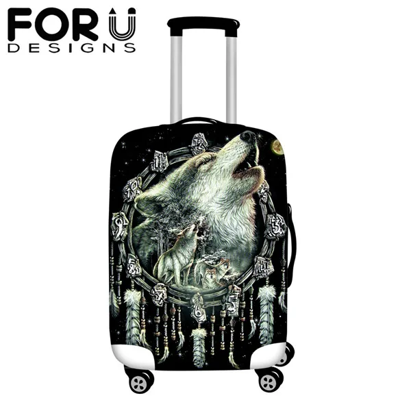 FORUDESIGNS/Эластичный чемодан защитный чехол 3D волк животных печати толстый чемодан Чехлы перья «Ловец снов» Аксессуары для путешествий - Цвет: HME385