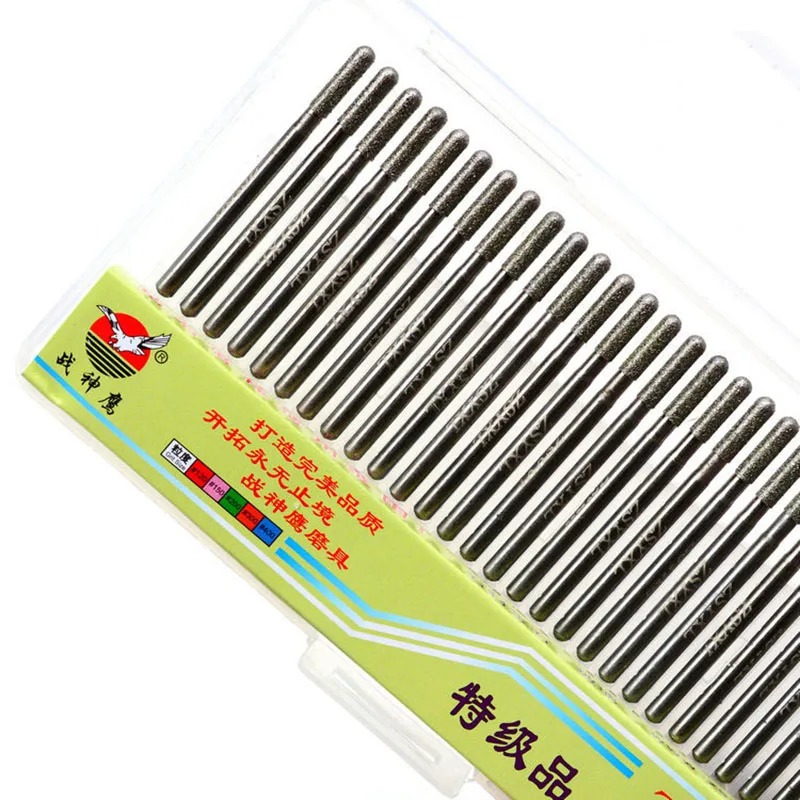 

30 pcs Cup Shaped ZSY Diamond Burrs For Dremel Rotary Tools 3mm Shank Grinding needle Bits Dremel Engraving Jewelry DIY making