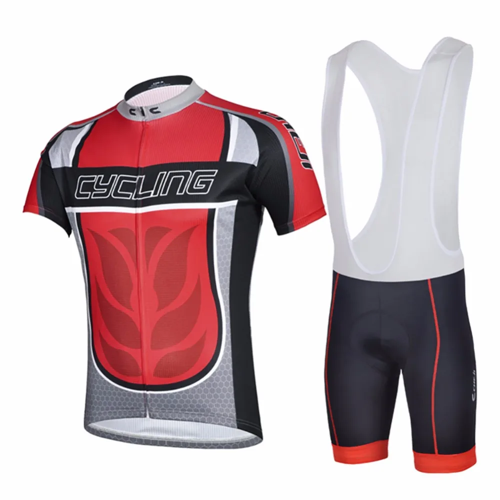 Red Men's Strap Short Sleeve Cycling Jersey Suit Wear Riding Clothing