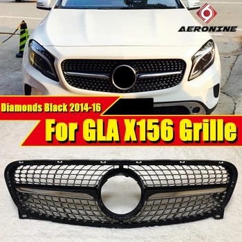 

X156 Diamonds grille grill ABS Gloss Black without Sign For Mercedes GLA Class Sport GLA180 200 250 GLA45 Look Front grill 14-16