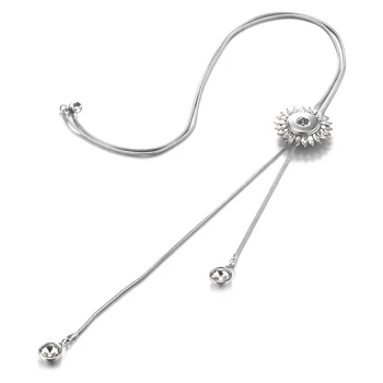 

10pcs/lot Snap Charms Necklace Vocheng Flower Crystal with Copper Metal Chain Fit 18mm Button Jewelry NN-581*10