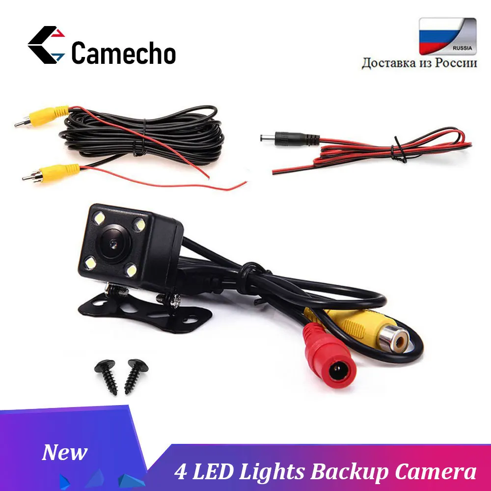 

Camecho Car Rear View Camera Universal 4 LED Night Vision Backup Parking Reverse Camera Waterproof 170 Wide Angle HD Color Image