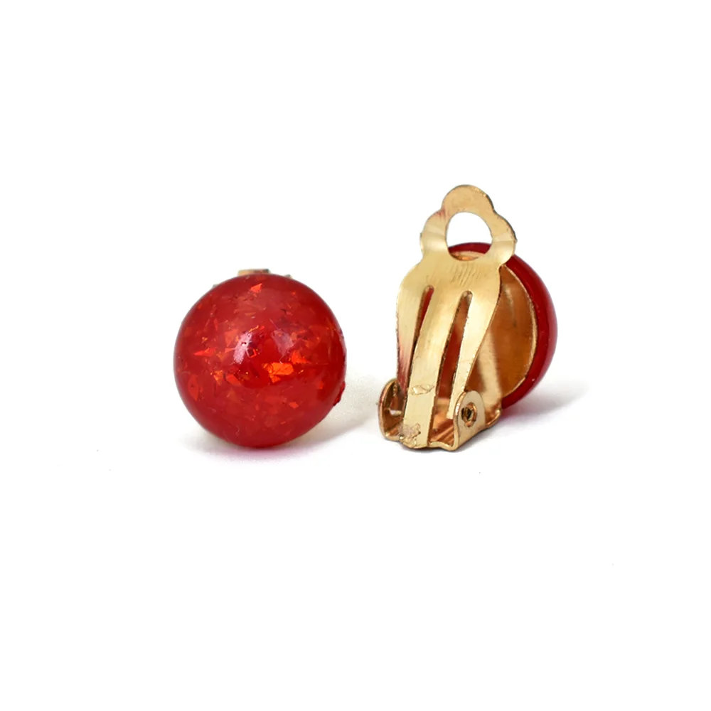 

No Piercing Gold Silver Color Ear Cuff Earring Jewelry Red Purple White Geometric Round Ear Clip Earrings For Women Resin Earing