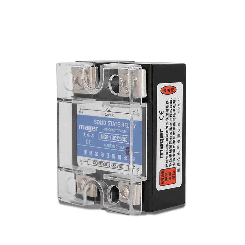 

80A input 3-32V DC output 5-220V DC SSR-80DD DC control DC MGR-1 DD220D80 Single phase Solid state relay With Protective covers