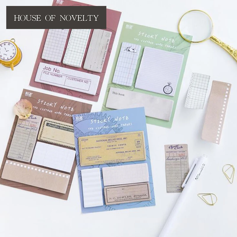 

Creative Vintage Work Paper Self-Adhesive N Times Memo Pad Sticky Notes Bookmark School Office Supply