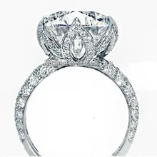 Vecalon 2016 nueva Flor Romántica Femenina anillo 3ct Simulada diamond Engagement wedding Band anillo Cz 925 Plata Esterlina para las mujeres