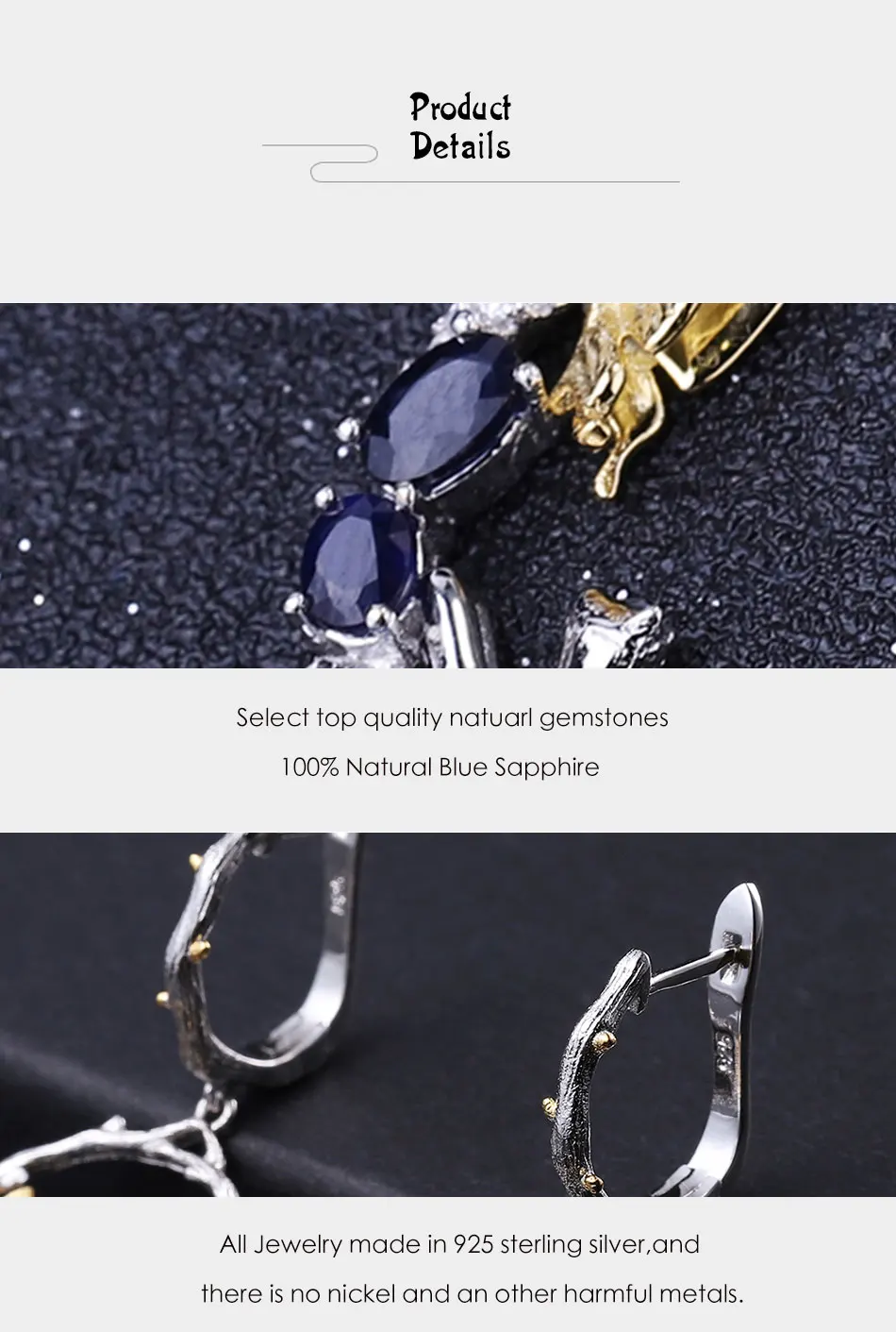 GEM'S BALLET 1.22Ct натуральные серьги с голубым сапфиром 925 пробы серебряные серьги-капли ручной работы с кошкой и бабочкой для женщин ювелирные изделия