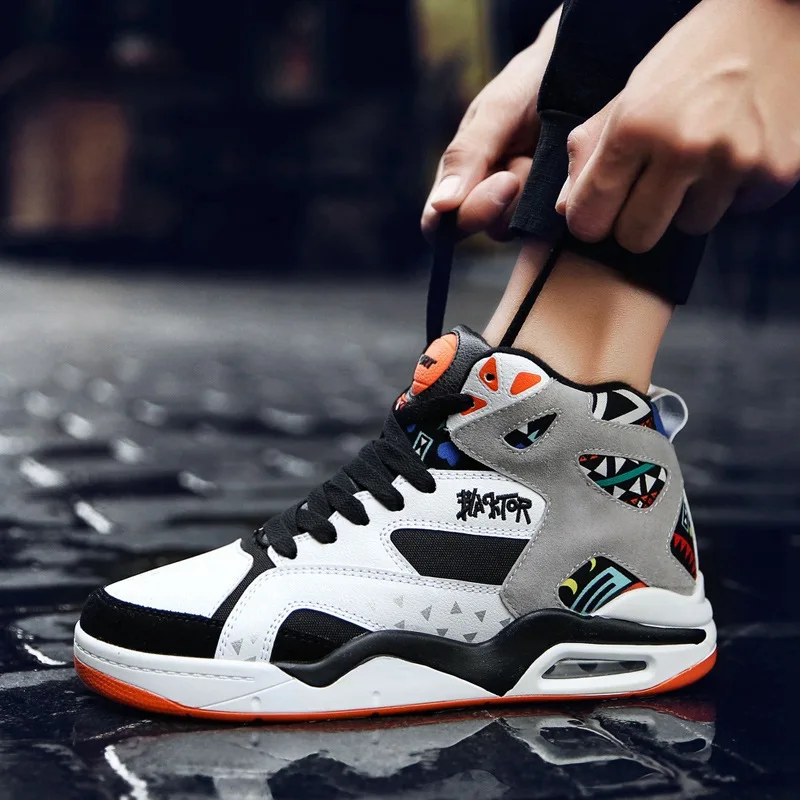 

High Ankle Teenagers Basketball shoes Men Damping Soft Sneakers Boy Trend Leisure Street shoe Non-slip sports zapatos baloncesto