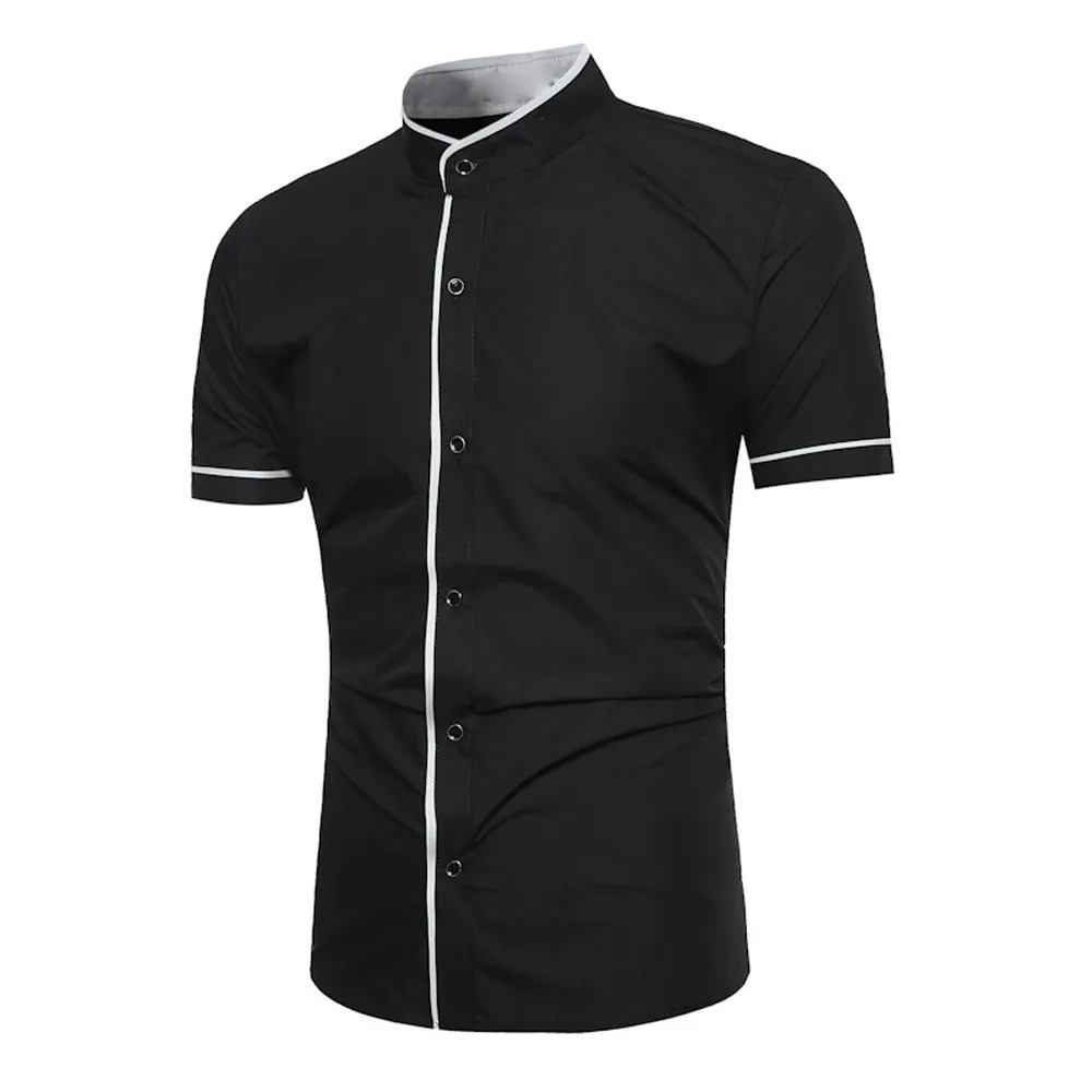 

camisa masculina Fashion Men Slim Fit Short Sleeve Muscle Tee Shirt Casual Tops Blouse