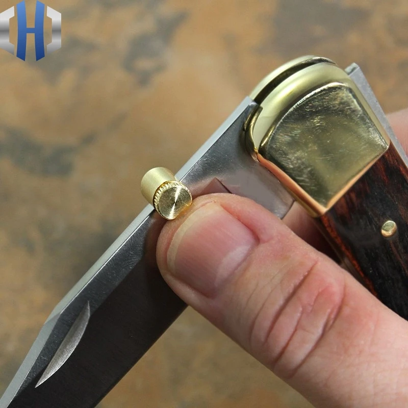 10 Fold Knife Push Knife Button Push Knife Nail Plate EDC Brass Retro Knife Screw
