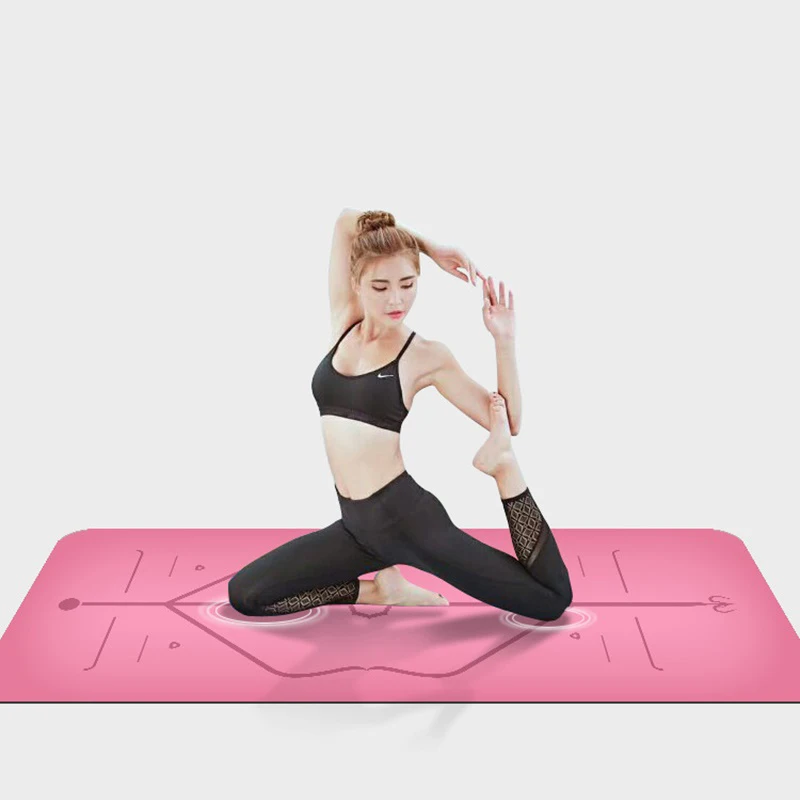 

Natural rubber yoga mat professional fitness mat PU non-skid yoga mat 183 * 68 * 0.5 cm carved positioning system yoga mat