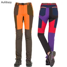 Aufdiazy Для женщин флисовые брюки теплые Softshell Водонепроницаемый Пеший Туризм брюки зимние спорта на открытом воздухе треккинг Восхождение Лыжный Спорт Штаны OW002