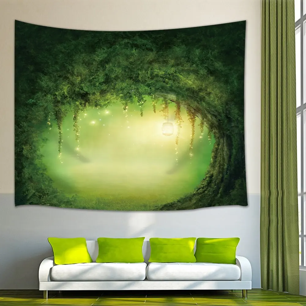 Us 11 78 40 Off Mystic Fairy Tree Of Life Decor Leaves With Lights Tapestry Wall Art Hanging For Bedroom Living Room Dorm Wall Blankets In Tapestry