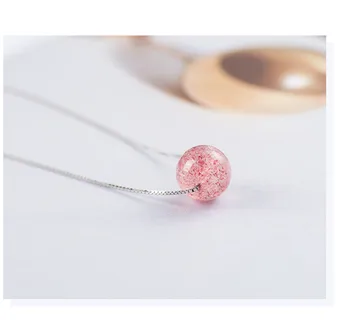 

11mm Genuine Natural Red Strawberry Quartz One Bead Necklace For Women Femme Charm Crystal With Chain 2018 Newly Stone Necklace
