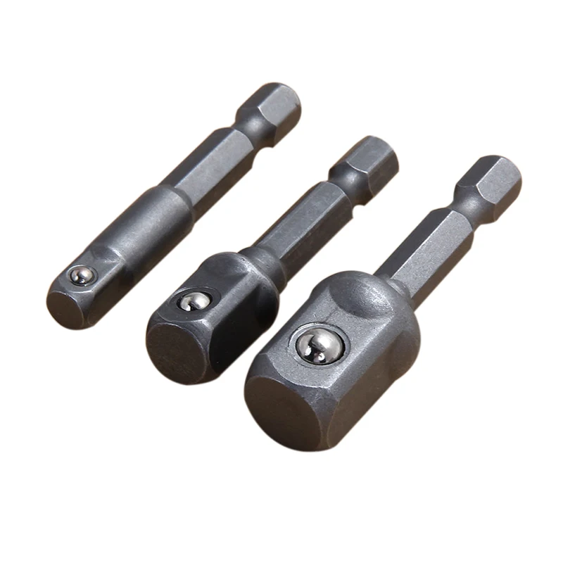 Prcatical 3pcs Socket Adapter Drill Bits Mayitr Hex Shank 1/4" 3/8" 1/2" Impact Driver Tool Steel Extension Drill Bits Hot Sell