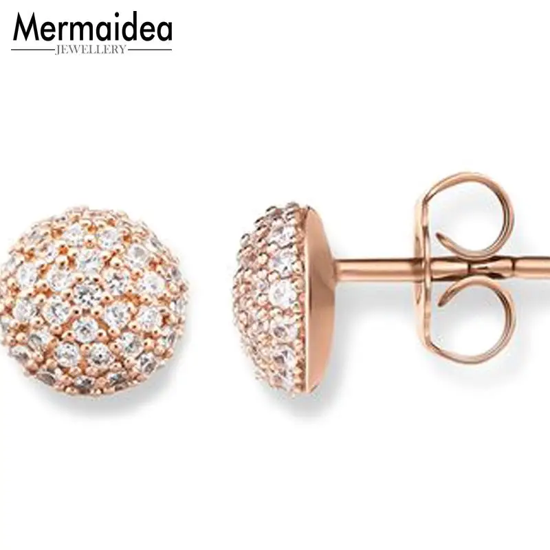 

Stud Earrings Rose Gold Color Pave Fashion Good Jewerly For Women 2019 Gift 925 Sterling Silver