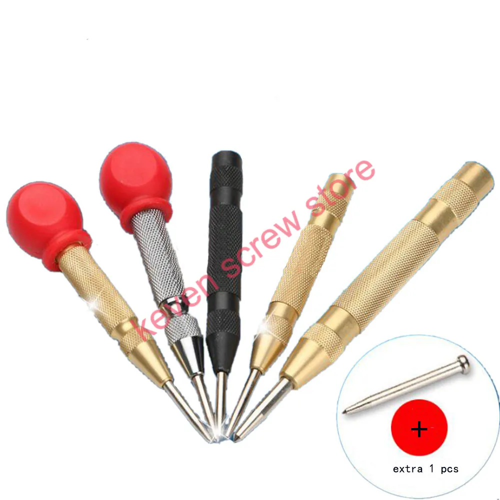 

1PCS TOOL+1PCS HEAD needle drill bit Heavy Duty Automatic Centre Punch Spring Loaded Metal Wood Press Dent Marker Positioner