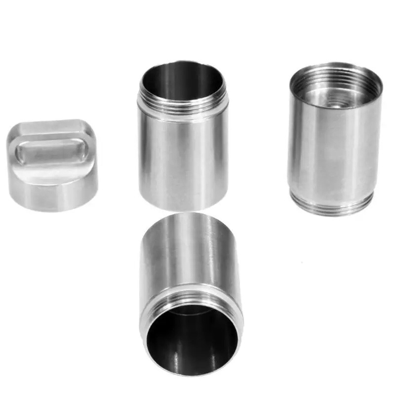 

Portable Waterproof Outdoor Pill Box Tablet Case Stainless Steel Bottle Color Polishing Pill Box for Home Outdoor Activity