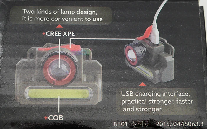 Светодиодный налобный светильник CREE XPE+ COB, увеличивающий/увеличивающий свет, перезаряжаемый через USB Головной фонарь с аккумулятором 18650