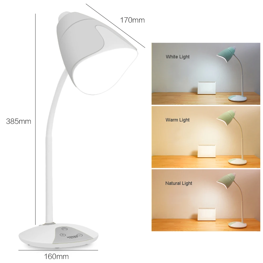 Interruptor de Toque Proteção para os Olhos Lâmpada de Mesa com Luz Candeeiro de Mesa Levou Cores Flexo Leitura Noturna Dimmer Usb Recarregável Lâmpadas Luz 3 9 Luzes e Iluminação