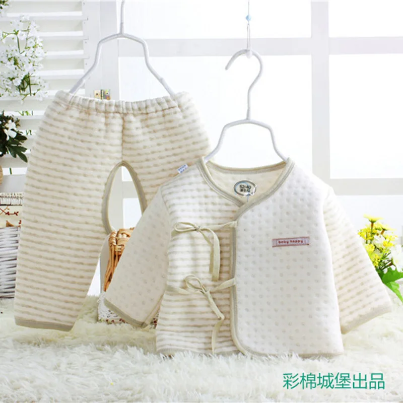2019 Organic Baby Boy Girl Clothes 100% Cotton Striped Crotch Opening Clothing Set Soft Warm Pajamas Outfits for Spring Autumn 2019 Organic Baby Boy Girl Clothes 100% Cotton Striped Crotch Opening Clothing Set Soft Warm Pajamas Outfits for Spring Autumn