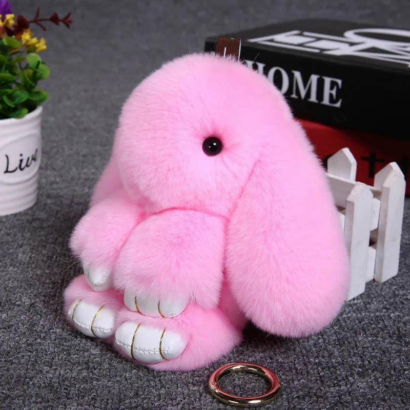 rabbit plush keychain Cute Simulation Rabbit Animal Fur Doll Plush Toy Kids Birthday Gift doll Keychain bag Decorations Stuffed | Игрушки и