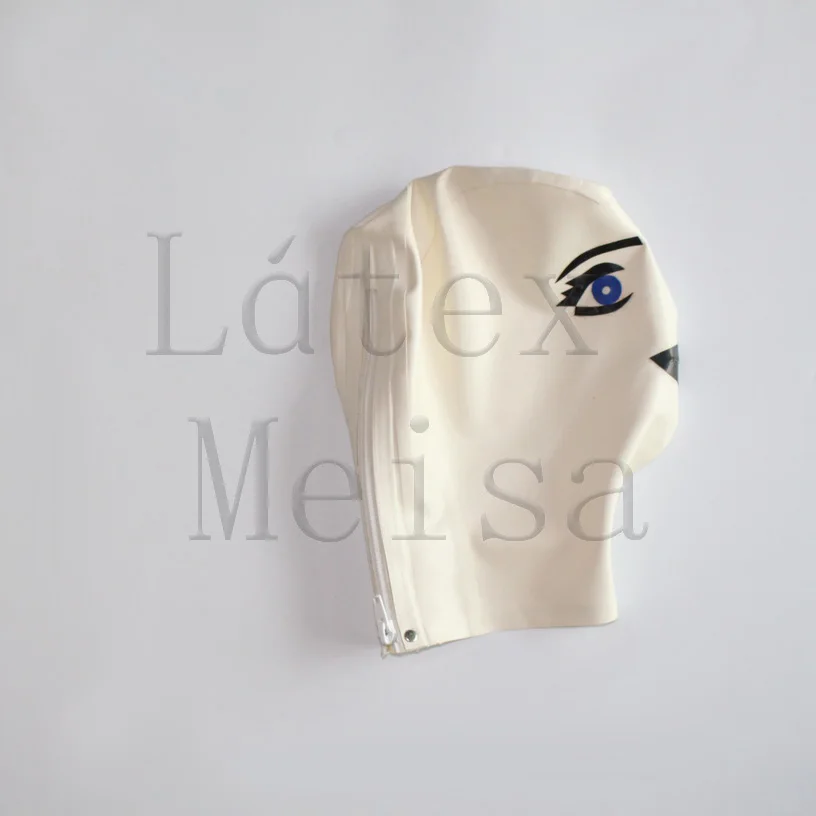 Мультфильм Дизайн латекс маска БДСМ открытые ноздри с молнией сзади для женщин