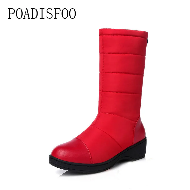 

POADISFOO 2017 Winter Russia keep warm snow boots women Cotton shoes fashion platform down fur boots half knee high boots .X-76