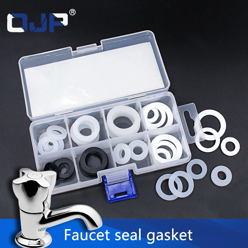 

33Pcs 1/2" 3/4" 1''Rubber Silicon Flat PTFE Gasket Sealing Ring for Shower Nozzle Hose Pipe Bellows Tube Assortment Kit Set Box