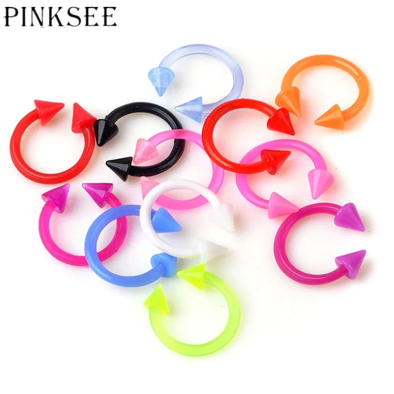 

1pc/5pcs/10pcs Mixed Colors Stud Piercing Tragus Body Lip Ring Nose Ball Bar Ring Silicone Labret Piercing Ear Jewelry