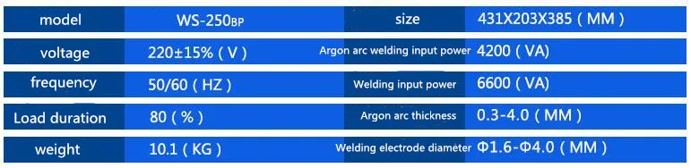 Импульсная аргоновая дуговая сварочная машина WS-250BP инвертор импульсная аргоновая дуговая сварка/сварочная машина
