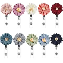 10 Pieces Daisy Retractable Badge Holder with Alligator Clip, Badge Clips ID Badge Reel Clip on Card Holders
