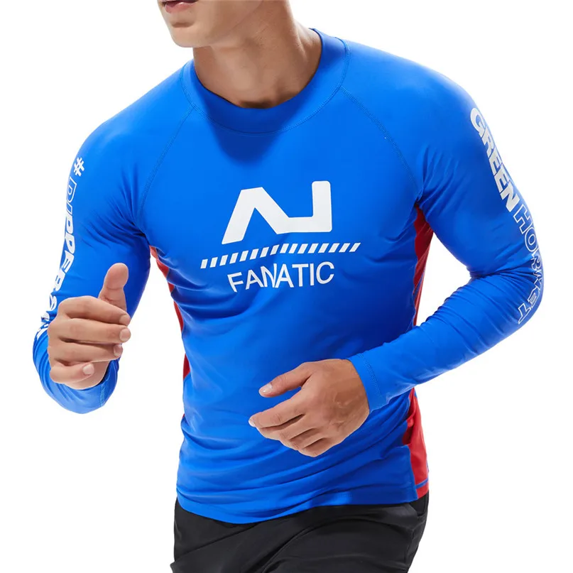 Swim Surfing Top Rash Guards Men Sport Bodybuilding Jacket Fashion Sea Surfing Suit Quick Dry Tights Top Blouse #2N27 (21)