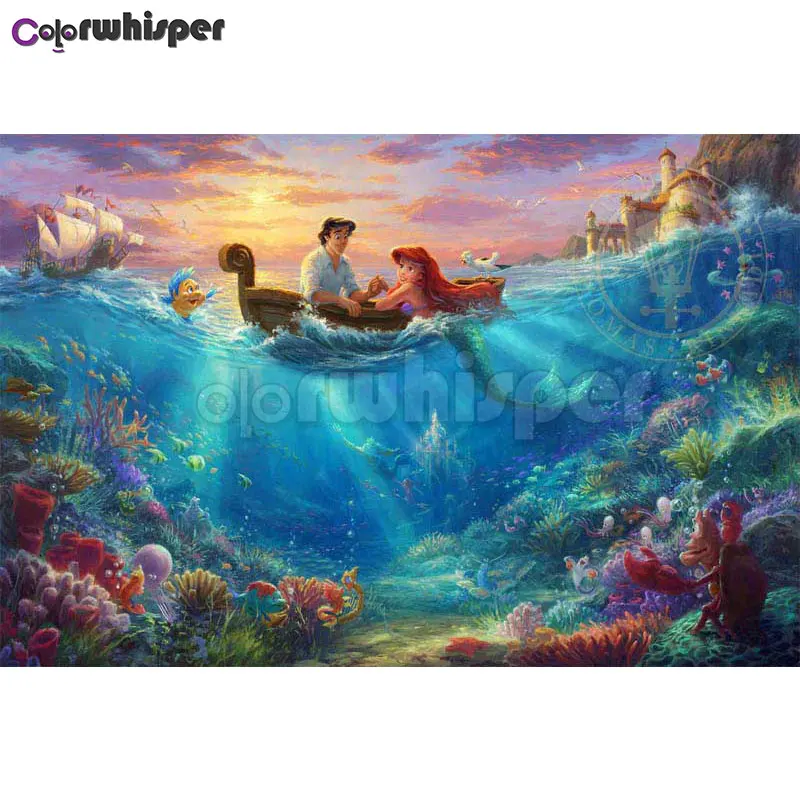 

Diamond Painting Full Square/Round Animated Movies Mermaid Beach Princess Prince Daimond Painting Embroidery Cross Stitch 036XP