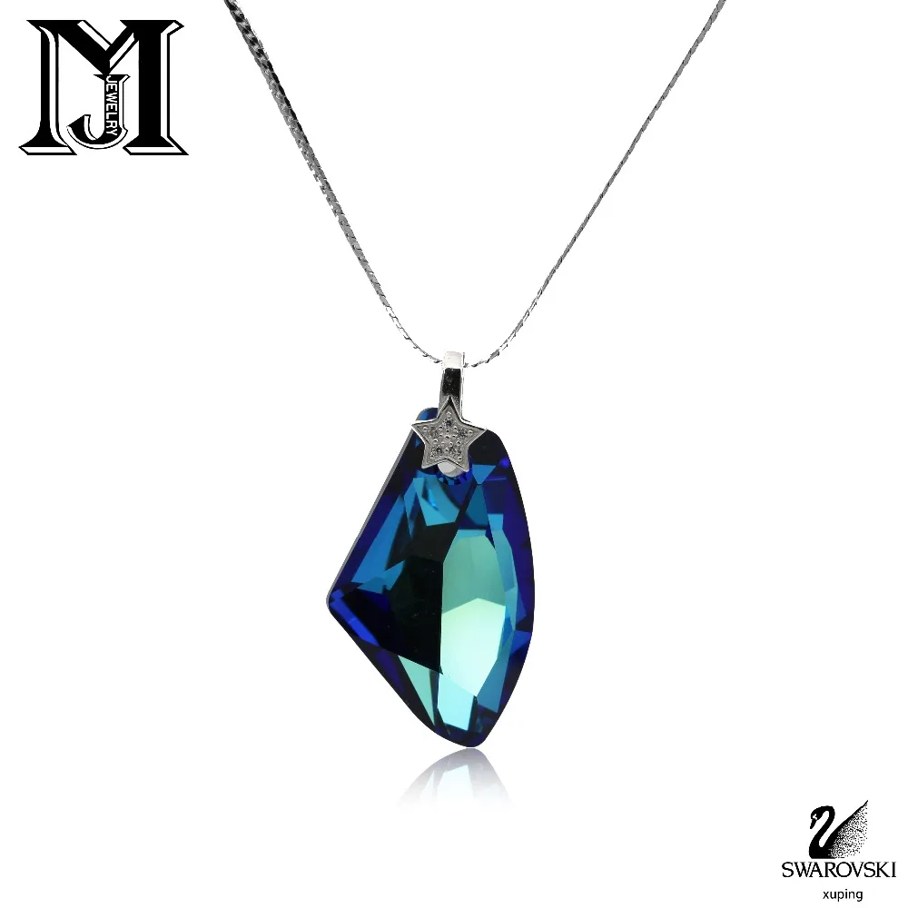 JiaMu romantic hot Swarovski crystal big blue water drop necklace for wowen's gift party wedding jewelry necklace JiaMu romantic hot Swarovski crystal big blue water drop necklace for wowen's gift party wedding jewelry necklace