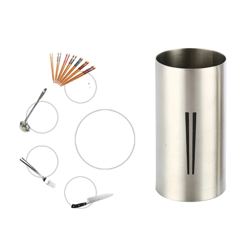 KSF SKnife Spoon Fork Basket Storage Rack Set Bottles With Wood Stand Tray Stainless Steel Boxes Dinnerware Kitchen Accessories