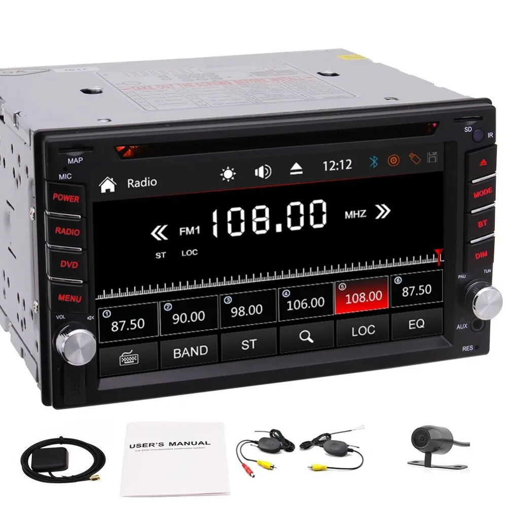 

Rear Camera+2 Din Car Autoradio Stereo in Dash Car Deck Head Unit Steering Wheel Control GPS Navi Audio Touch Screen Bluetooth