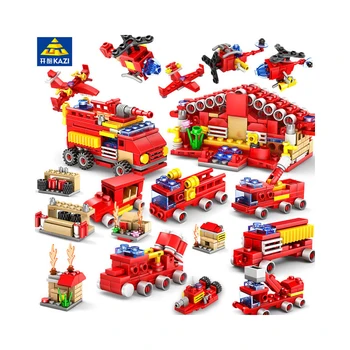 

KAZI 80511 Fire Station Building Blocks city Firefighter Educational Construction Bricks Hobbies Toys children 414pcs Brinquedos